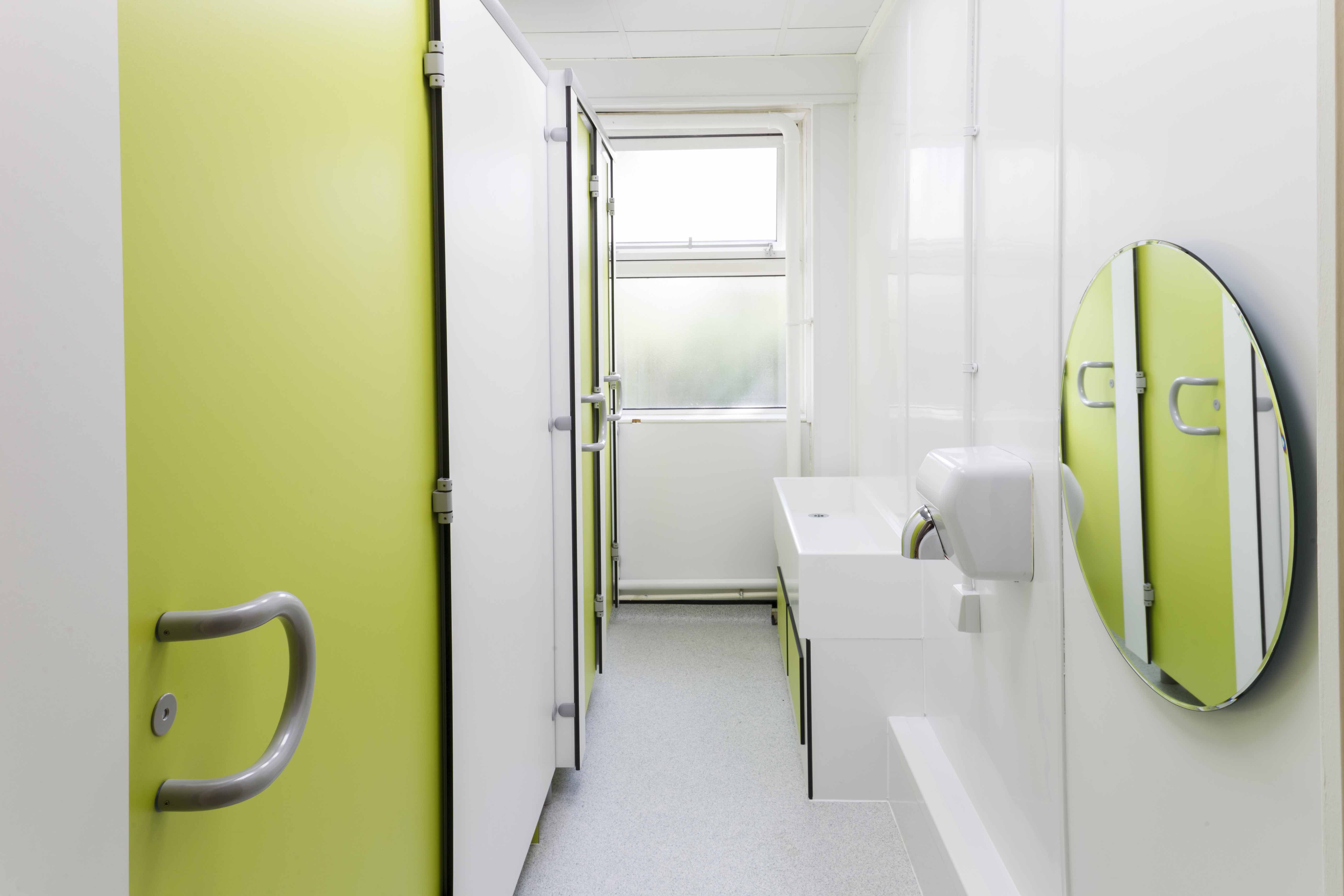 Venesta Washrooms Toilet Cubicles Award Solid Surface Washtrough Francis Holland School3