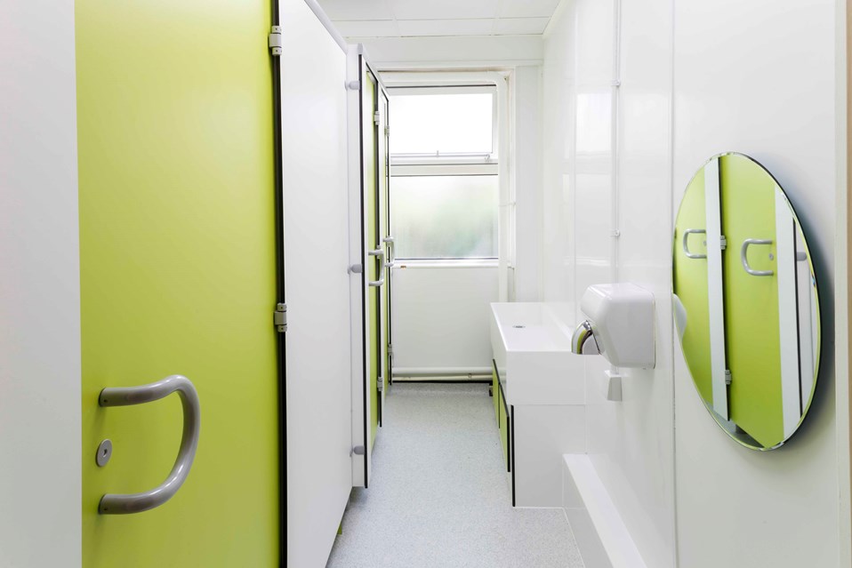 Venesta Washrooms Toilet Cubicles Award Solid Surface Washtrough Francis Holland School3
